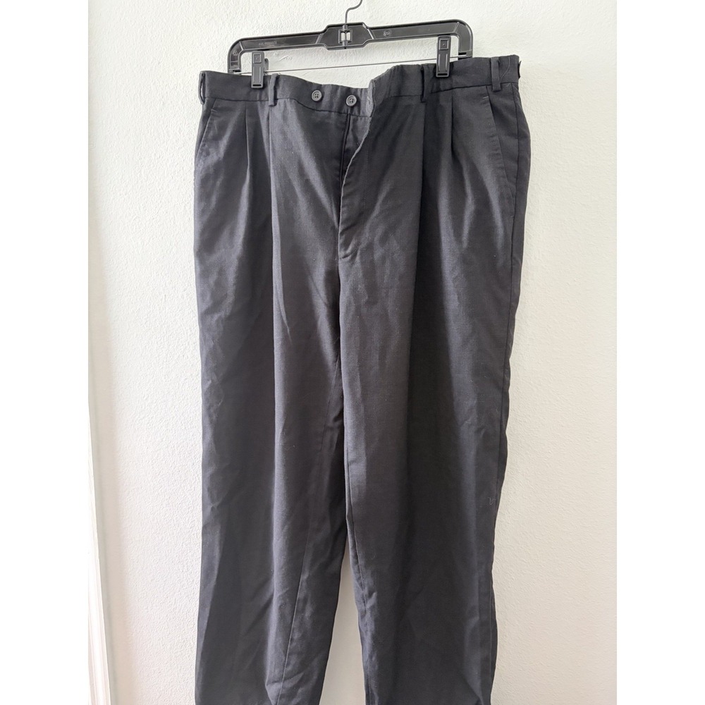 Allen Solly Men's Dress Pants Black 100% Wool Pleated Made In Italy Size 40x30